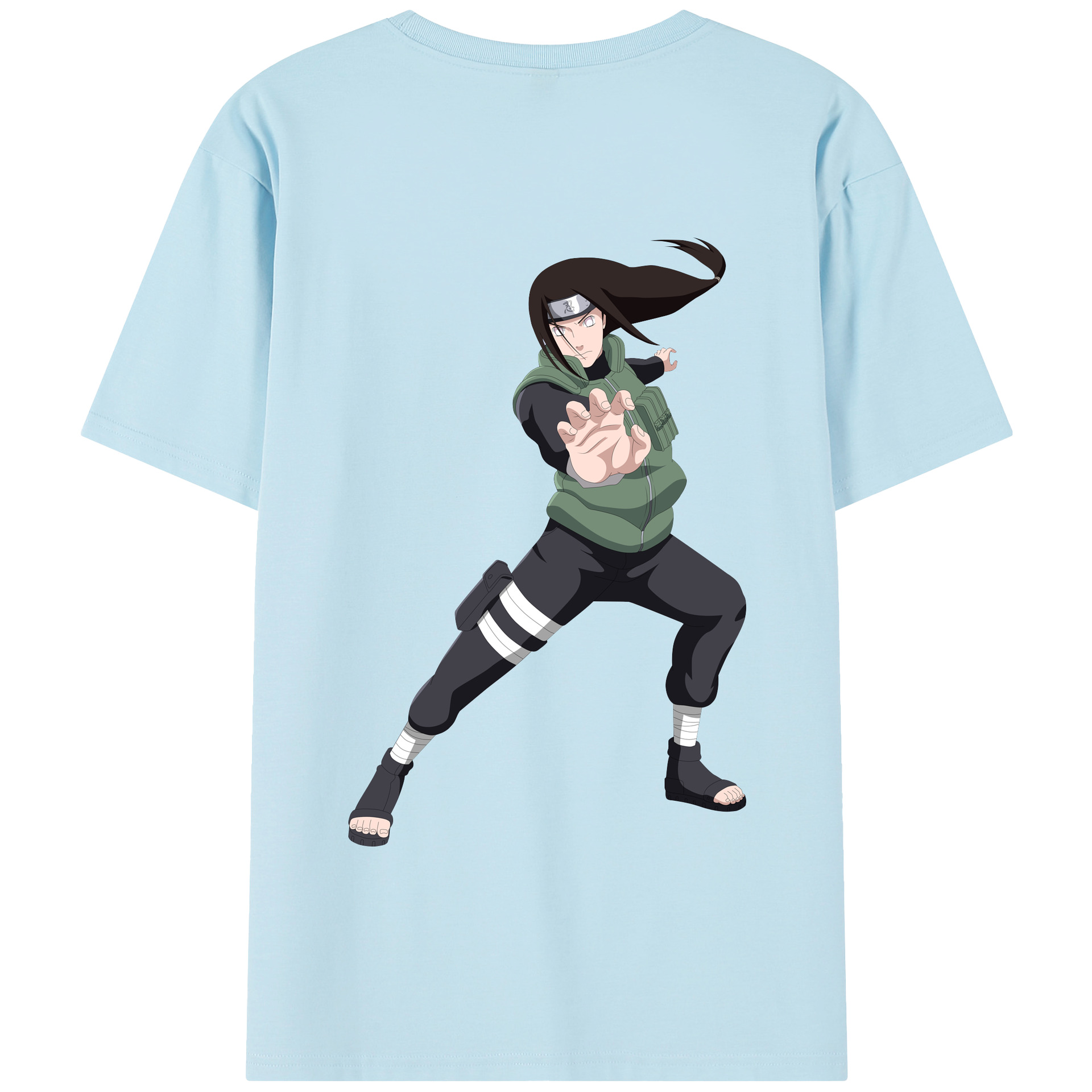 （画像用） NARUTO -ナルト- 日向ネジ Hyūga Neji 綿100％半袖Tシャツ（背面プリント）